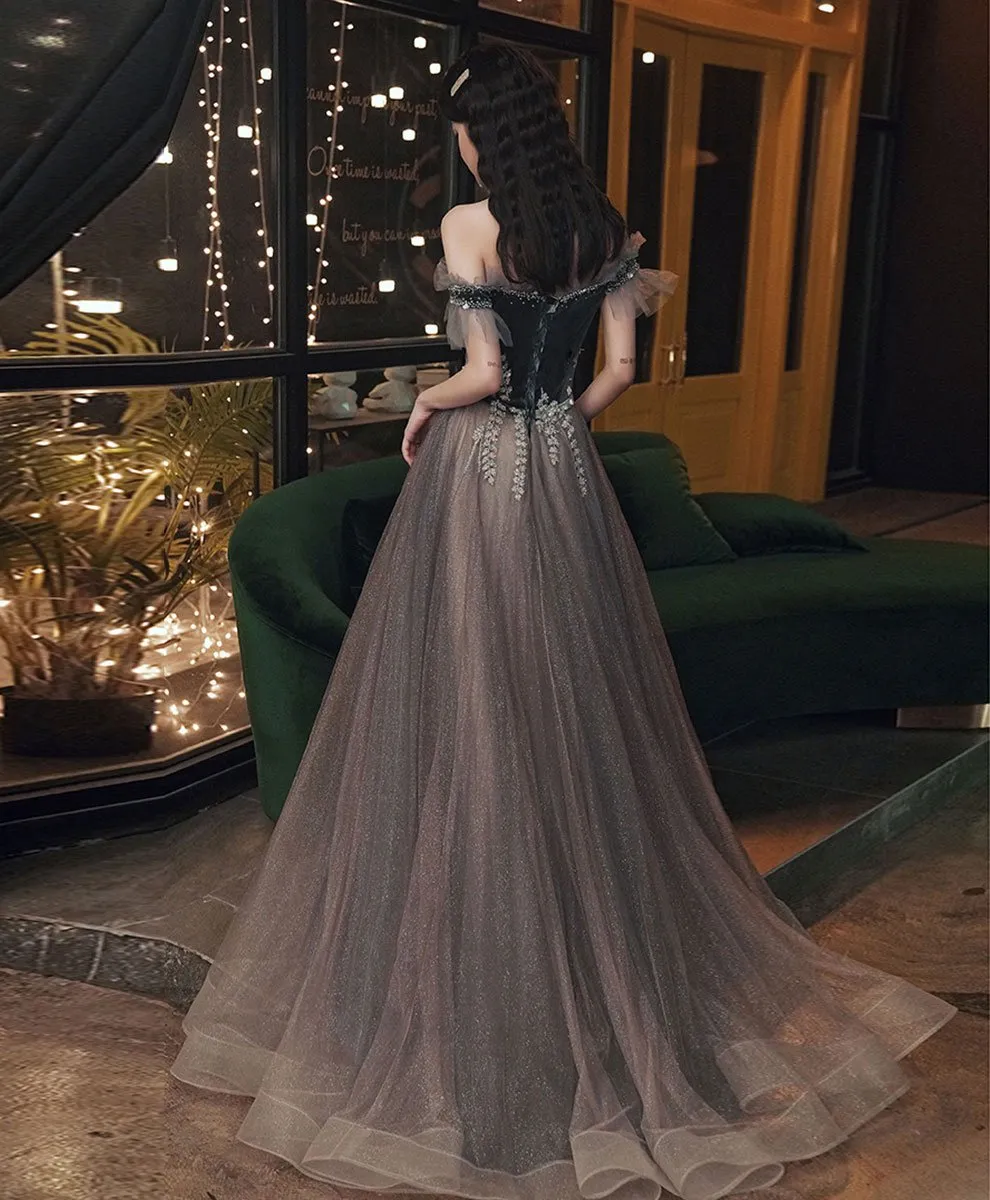 Green Tulle Sequin Long Prom Dress Green Formal Dress