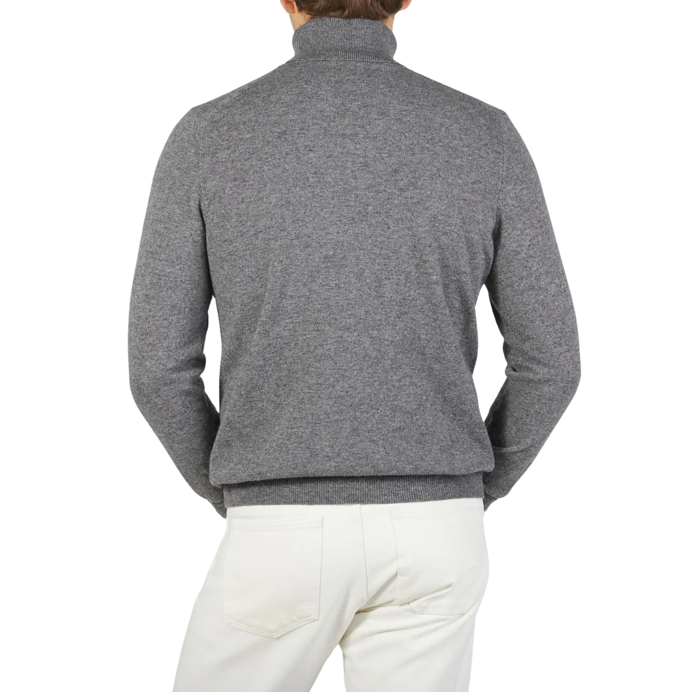 Grey Melange Wool Cashmere Rollneck