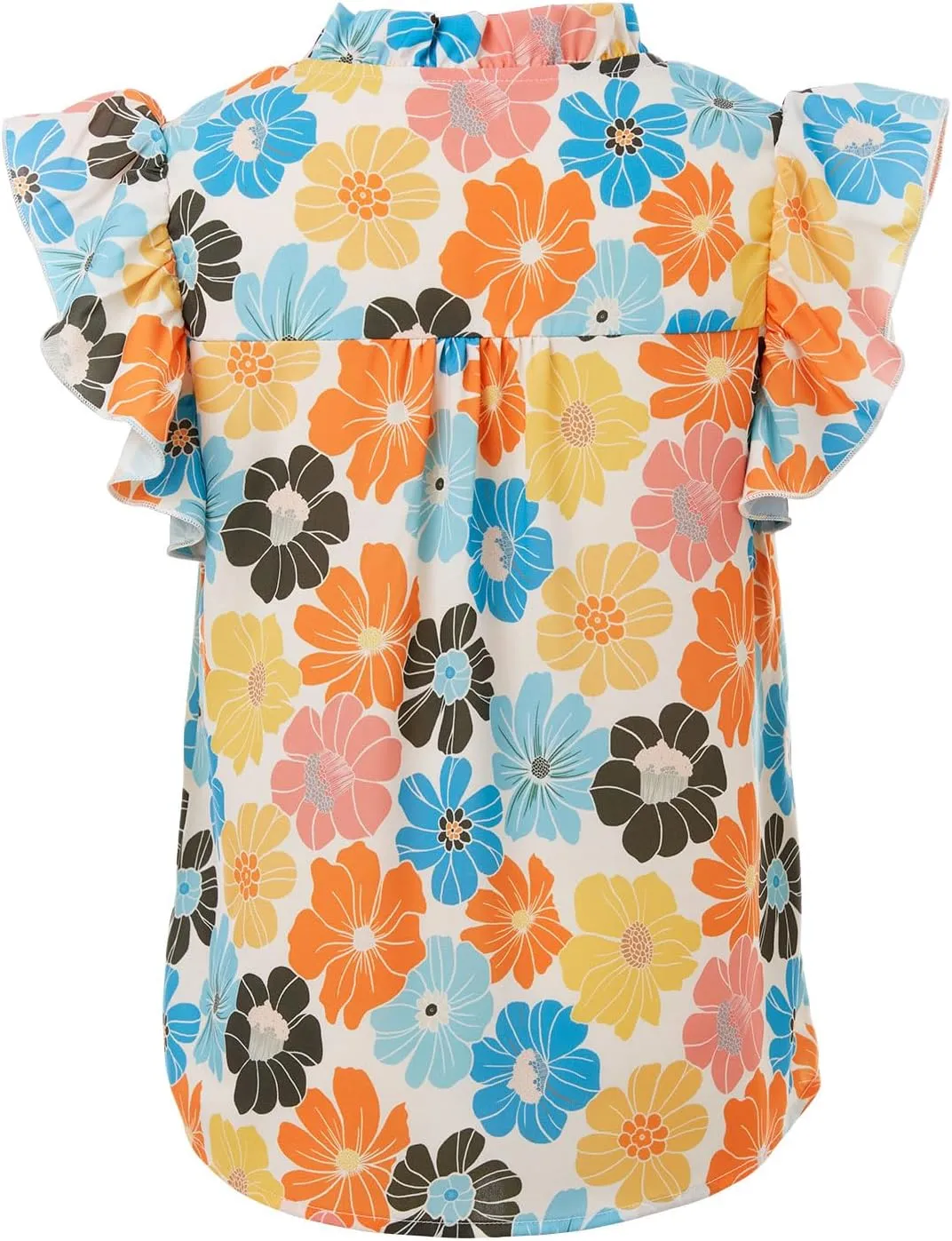 Haloumoning Girls Ruffle Short Sleeve Floral Chiffon Blouses Kids Summer Shirts Tops 5-14 Years