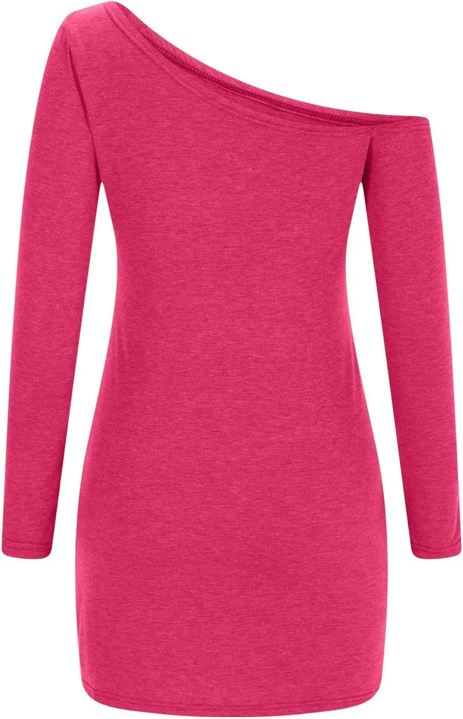 HGps8w Womens Off The Shoulder Sexy Tshirt Dress - Chic Ruched Hem Loose Long Sleeve Pullover Tunic Mini Dresses