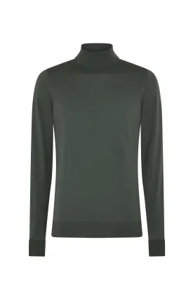 Highland Green Merino Wool Rollneck Knitwear