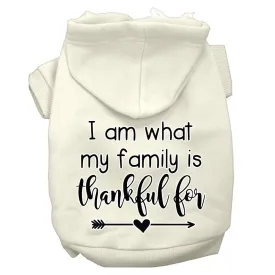 I Am What My Family Is Thankful For Screen Print Dog Hoodie Cream Xxxl