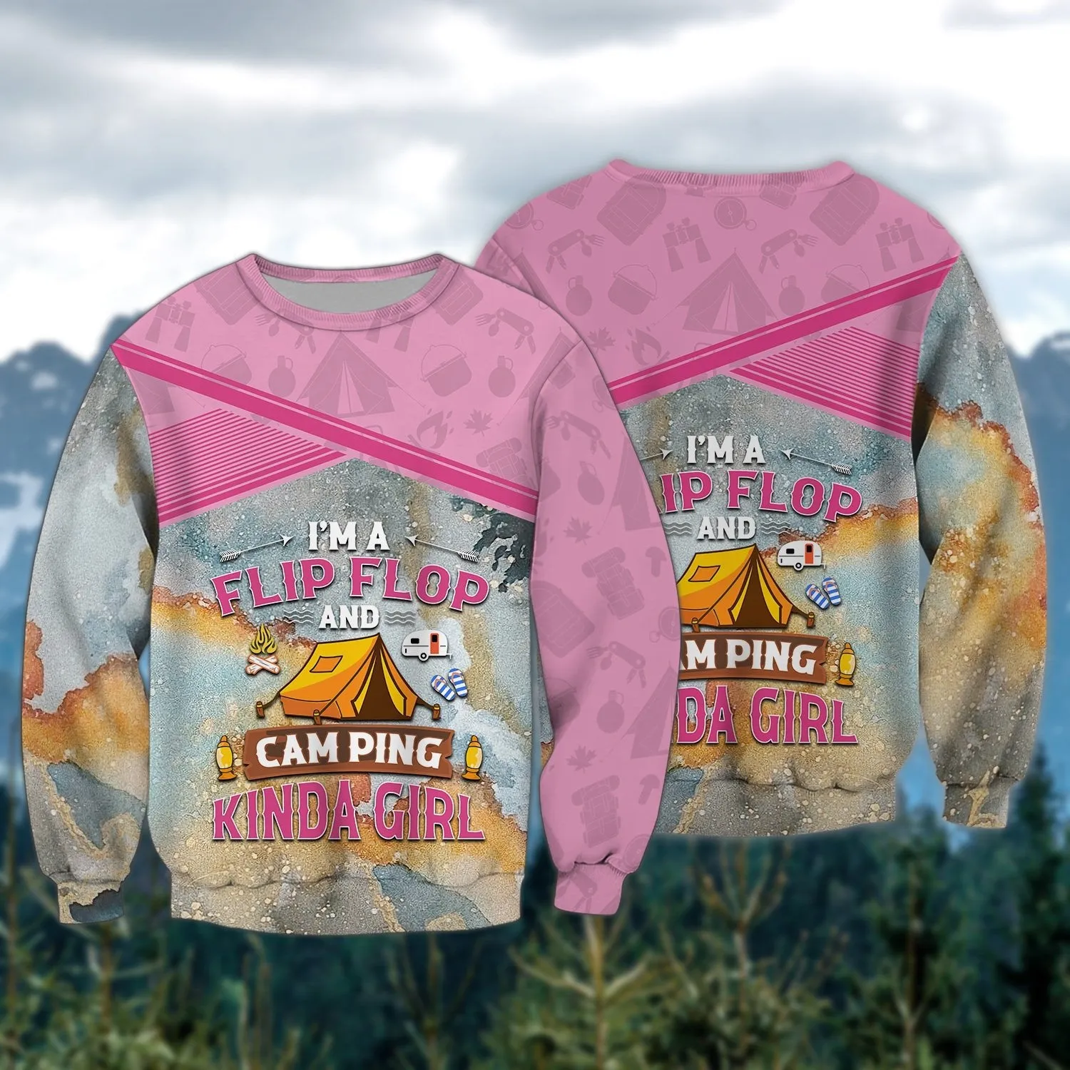 I'm A Camping And Flip Flop Kinda Girl Sweatshirt, Gift for Camping Lovers