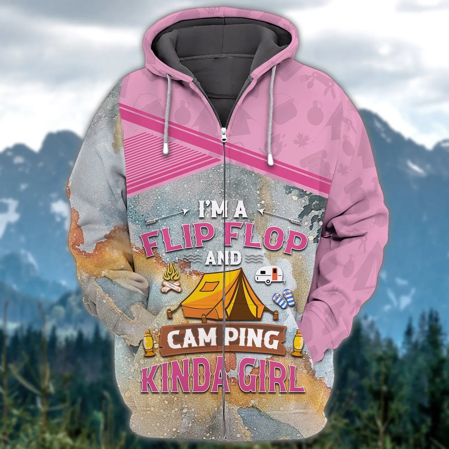 I'm A Camping And Flip Flop Kinda Girl Sweatshirt, Gift for Camping Lovers