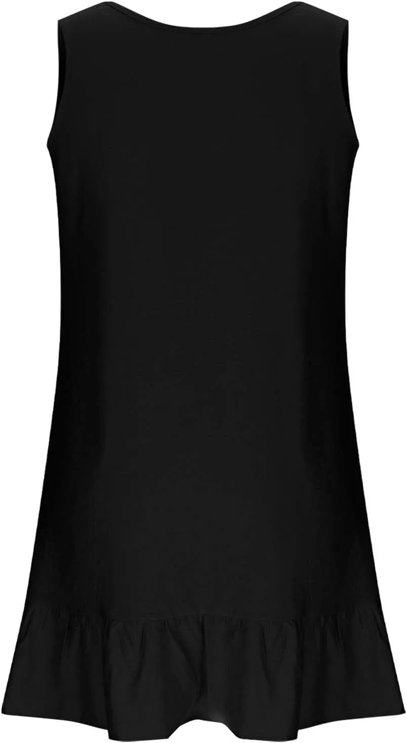 JOAU Women Plus Size Summer Babydoll Tank Dress 2025 Scoop Neck Sleeveless Ruffle A-Line Mini Sundress Beach Vacation Clothes