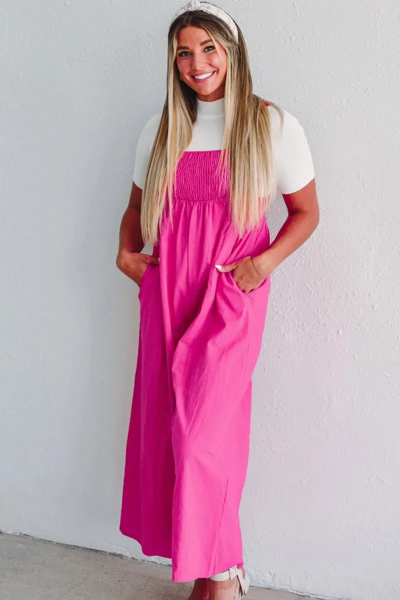 Kaci Hot Pink Wide Leg Overalls