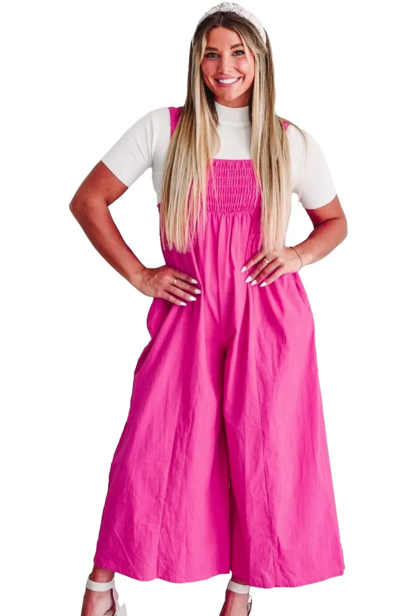 Kaci Hot Pink Wide Leg Overalls
