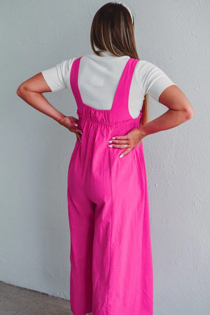 Kaci Hot Pink Wide Leg Overalls