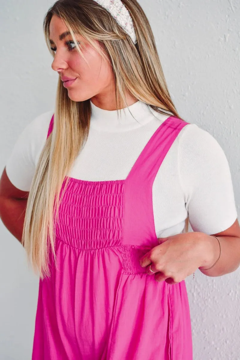 Kaci Hot Pink Wide Leg Overalls