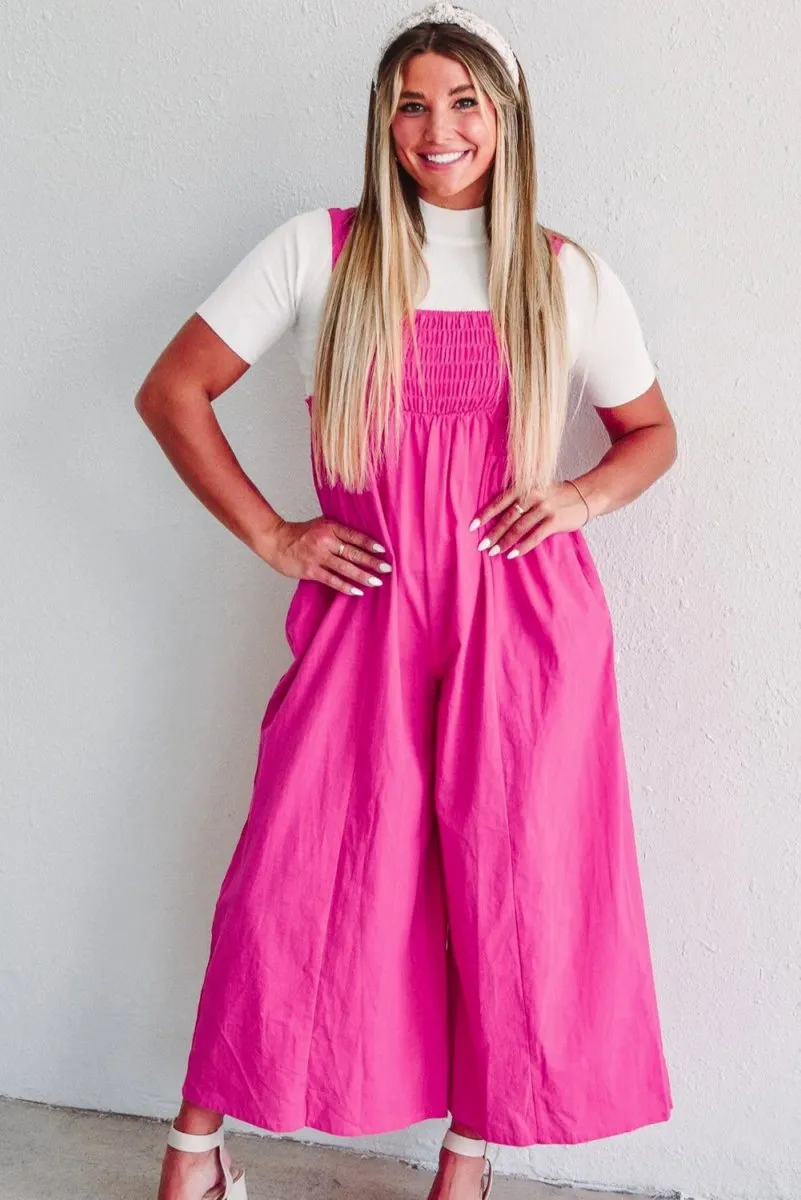 Kaci Hot Pink Wide Leg Overalls