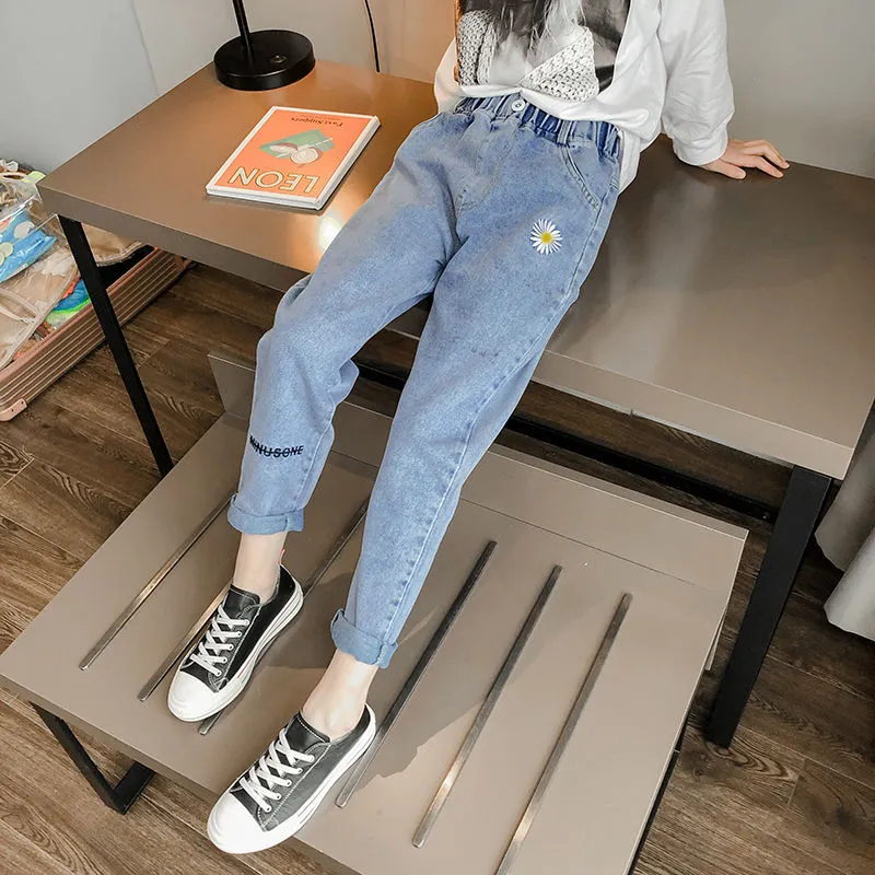 Kids Girls Autumn Casual Pants Spring Printing Kids Girls Children Jeans - GJN0158