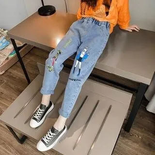 Kids Girls Autumn Casual Pants Spring Printing Kids Girls Children Jeans - GJN0158
