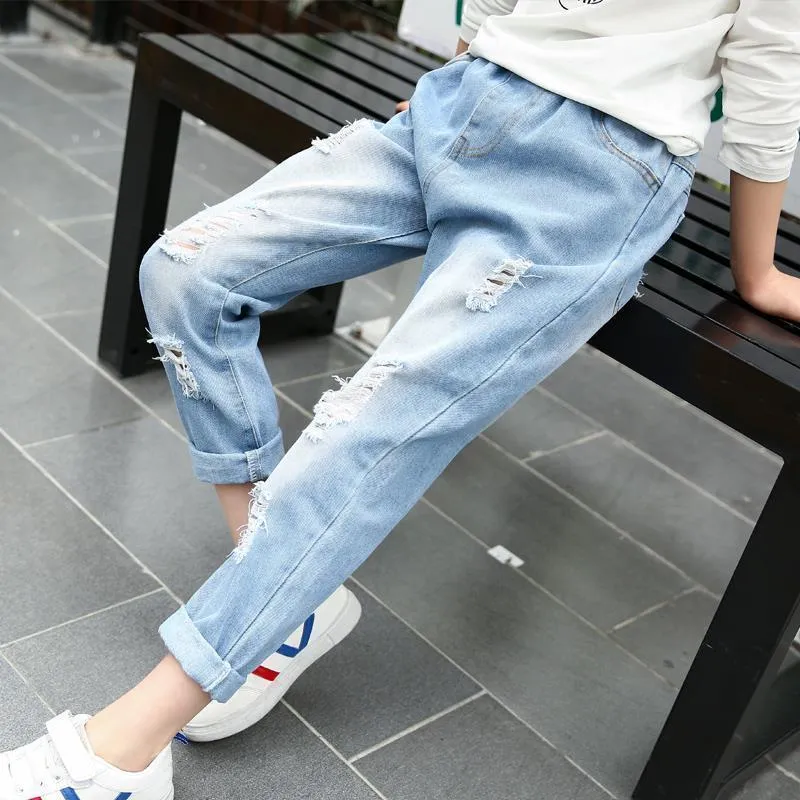 Kids Girls Autumn Casual Pants Spring Printing Kids Girls Children Jeans - GJN0158