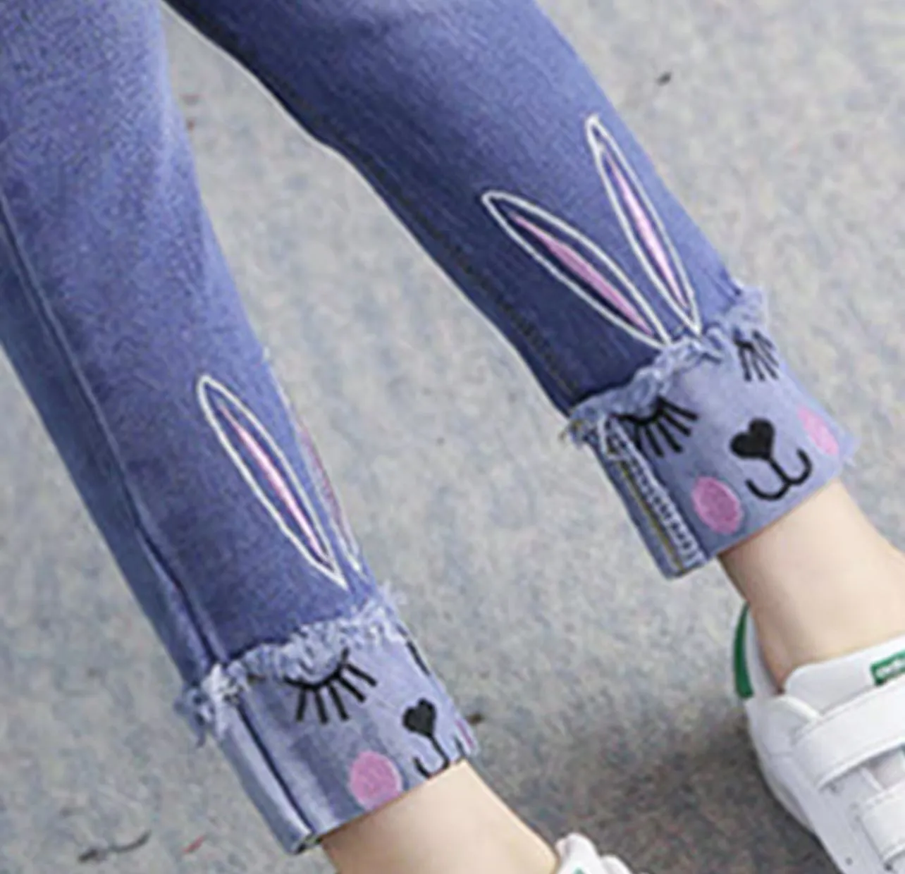Kids Girls Autumn Casual Pants Spring Printing Kids Girls Children Jeans - GJN0158