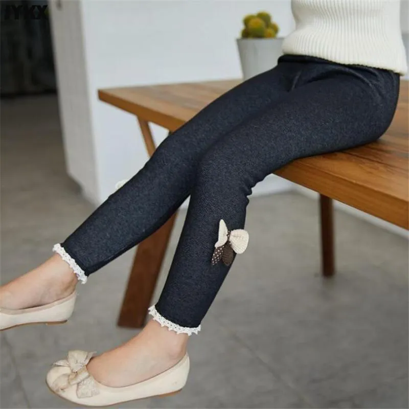 Kids Girls Jeans Children's Denim Pants Spring And Autumn Stretch Girls Bow Pants - GJN0165