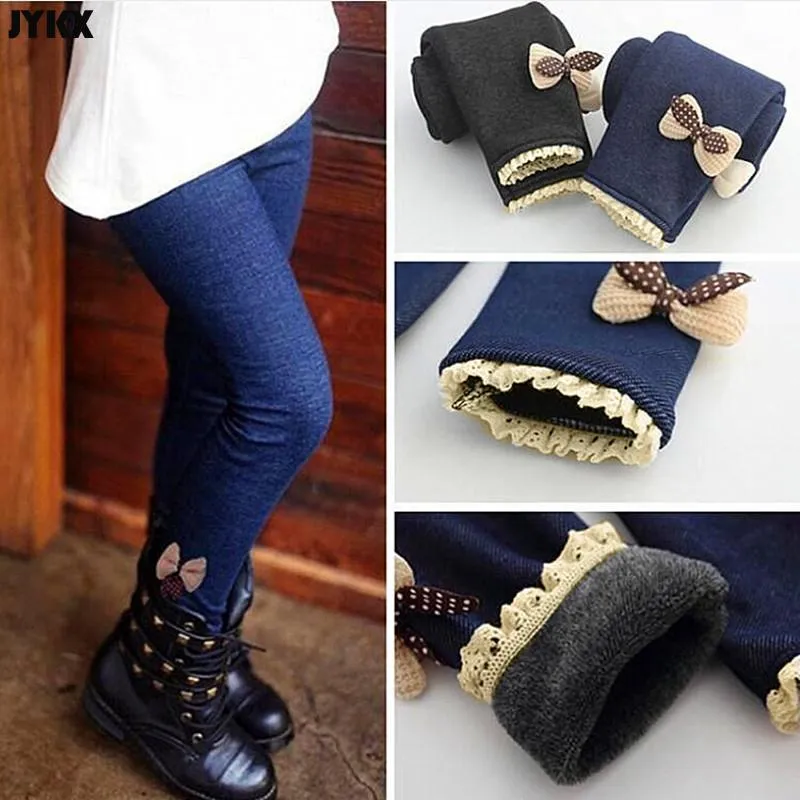 Kids Girls Jeans Children's Denim Pants Spring And Autumn Stretch Girls Bow Pants - GJN0165