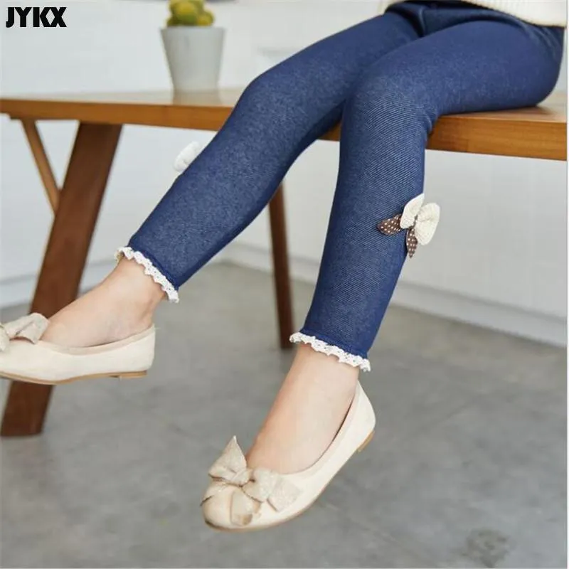 Kids Girls Jeans Children's Denim Pants Spring And Autumn Stretch Girls Bow Pants - GJN0165