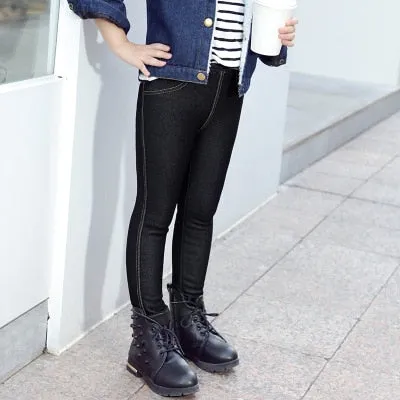 Kids Girls Jeans Children's Pants Winter Clothes Thicker Middle-aged Casual Denim Jeans Stretch - GJN0161