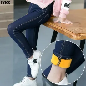 Kids Girls Jeans Children's Pants Winter Clothes Thicker Middle-aged Casual Denim Jeans Stretch - GJN0161