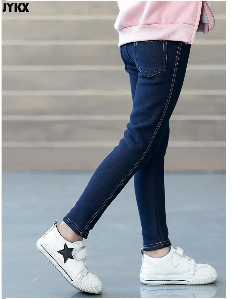 Kids Girls Jeans Children's Pants Winter Clothes Thicker Middle-aged Casual Denim Jeans Stretch - GJN0161