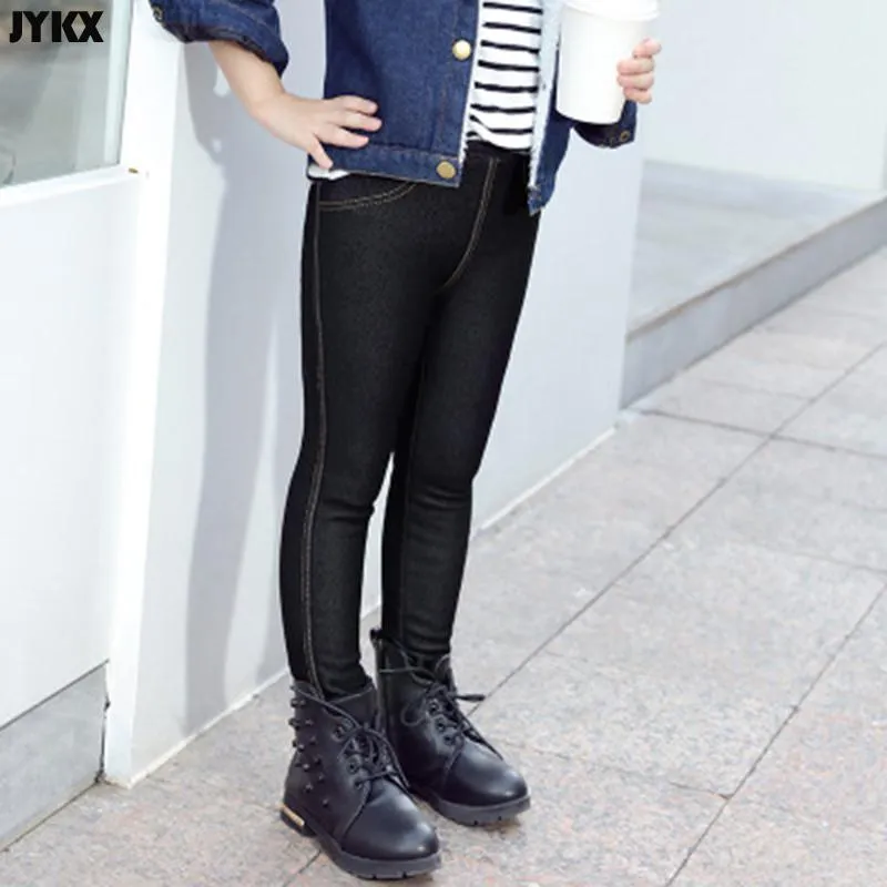 Kids Girls Jeans Children's Pants Winter Clothes Thicker Middle-aged Casual Denim Jeans Stretch - GJN0161