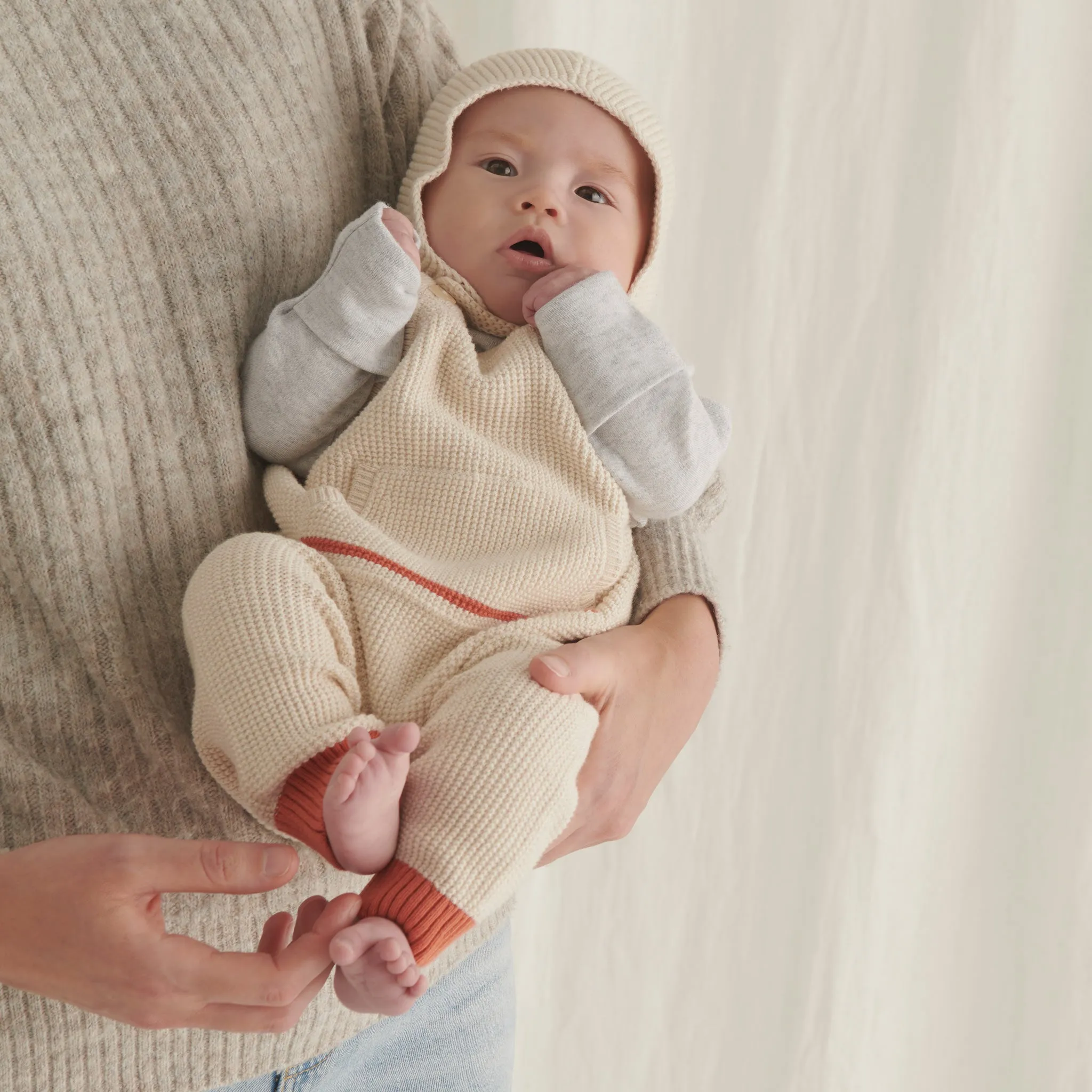 Knitted Pocket Overalls & Turtleneck Bodysuit Outfit
