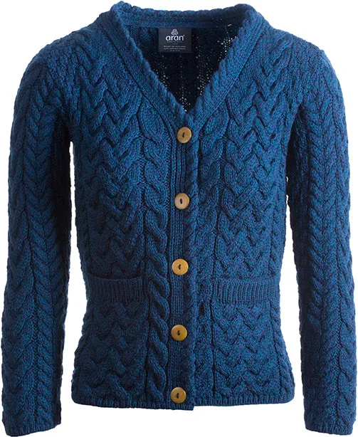 Ladies 5 Button Merino Wool Cardigan by Aran Mills - 2 Colours
