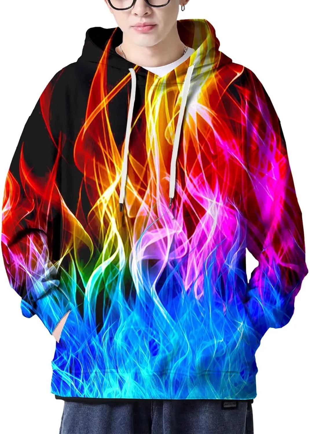 LAIDIPAS Men Women 3D Hooded Hoodies Fashion Long Sleeve Pullover Hooded Sweatshirt Top with Pocket