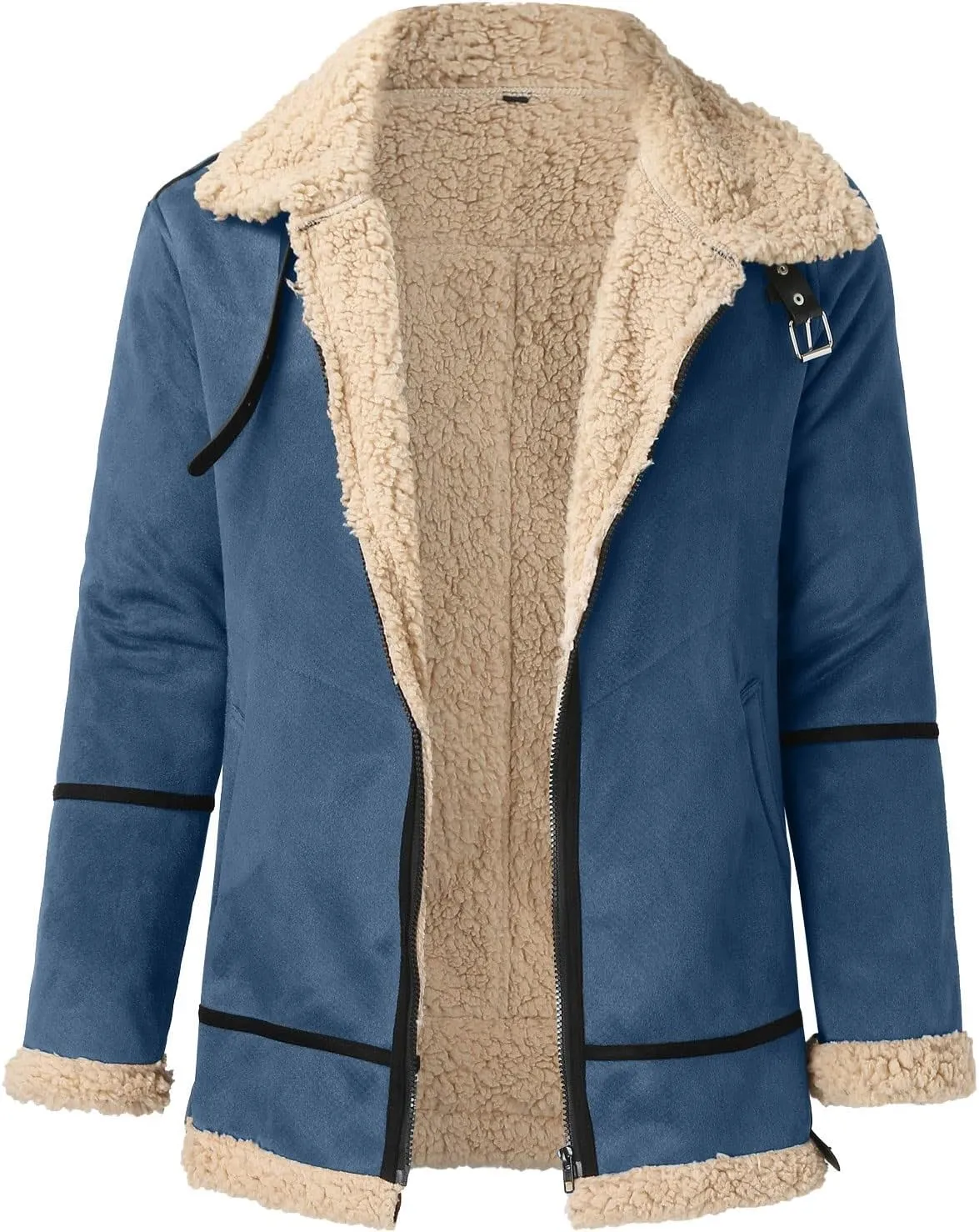 LCMTWX Mens Jackets And Winter Outerwear Single-breasted Solid Color Lapel Long Sleeve Coat Cardigan Plush Long Coat