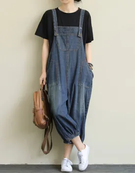 Loose Stitching Loose Denim Overalls Jumpsuits