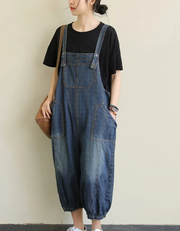 Loose Stitching Loose Denim Overalls Jumpsuits