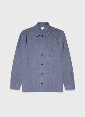 Men's Heavy Flannel Overshirt in Blue Melange
