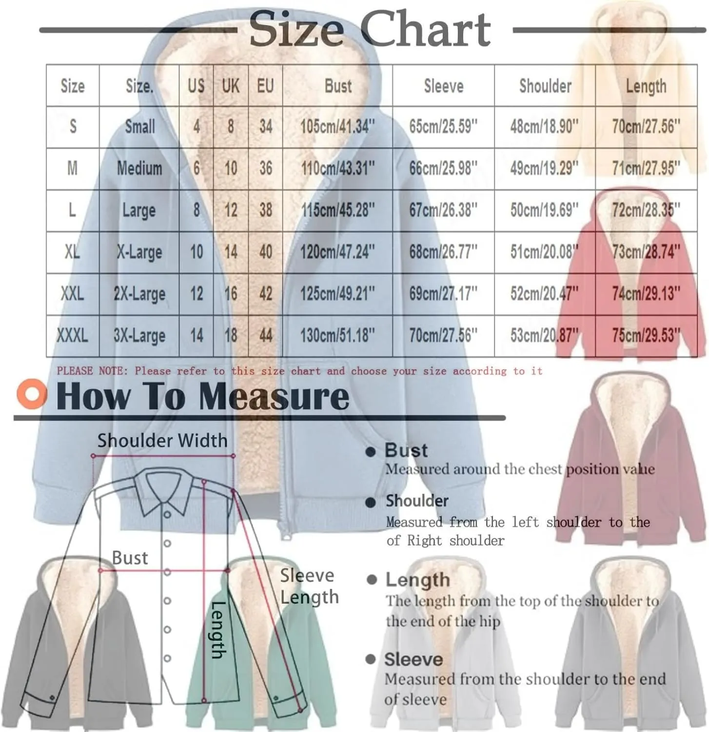 Mens Hoodies Oversized Fleece Lined Hooded Sweatshirts Long Sleeve Full Zip Thermal Winter Warm Outerwear 2024