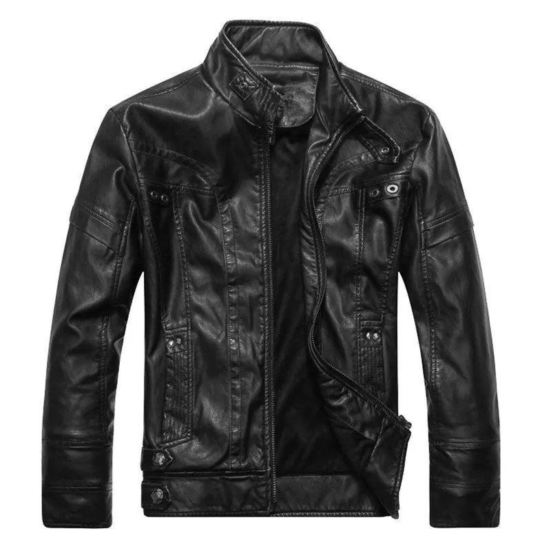 Men's PU Leather Jacket-Casual Leather jacket for mens-biker Lightweight Leather jacket