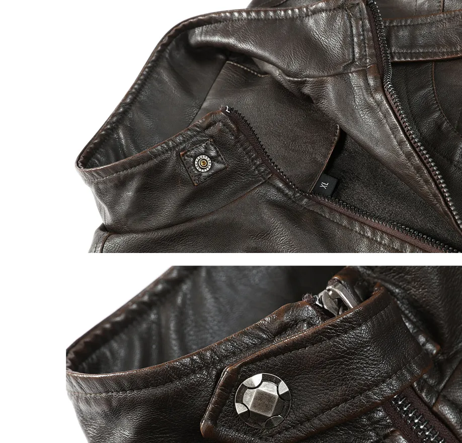 Men's PU Leather Jacket-Casual Leather jacket for mens-biker Lightweight Leather jacket
