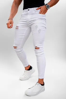Men's White Skinny Jean - Ripped
