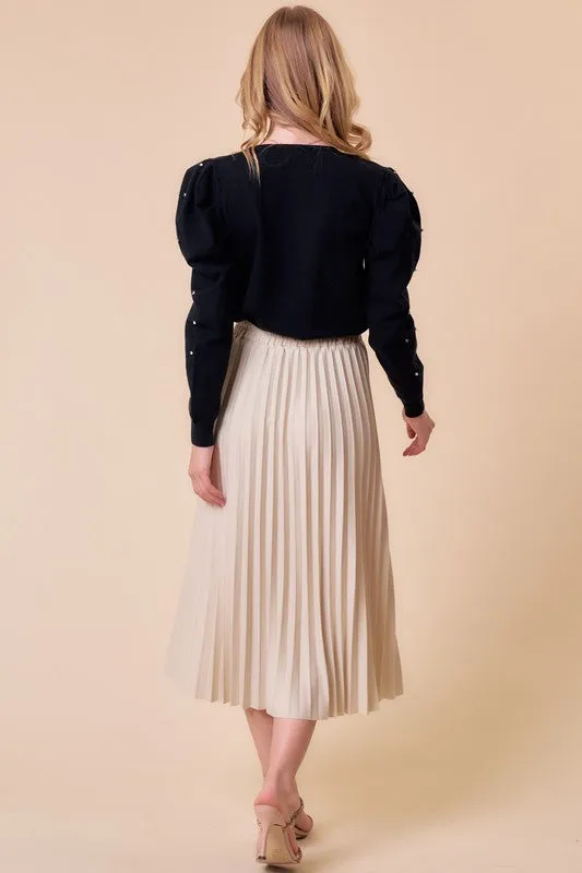 MN Pleated Midi Skirt