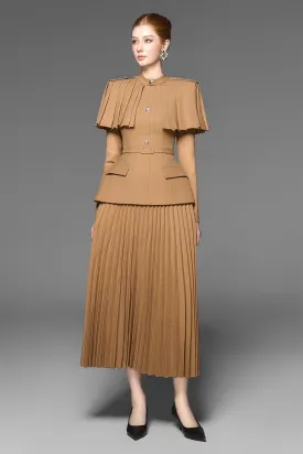 Molly Pleated Back Zipper Polycotton Ankle Length Skirt