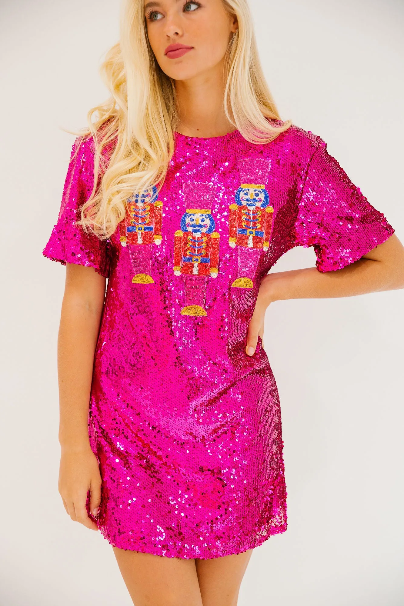 NUTCRACKER PINK SEQUIN TEE DRESS
