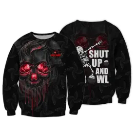 Personalized Name Shut Up And Bowl Skull 3D Bowling Sweatshirt Hoodie Printed Shirts