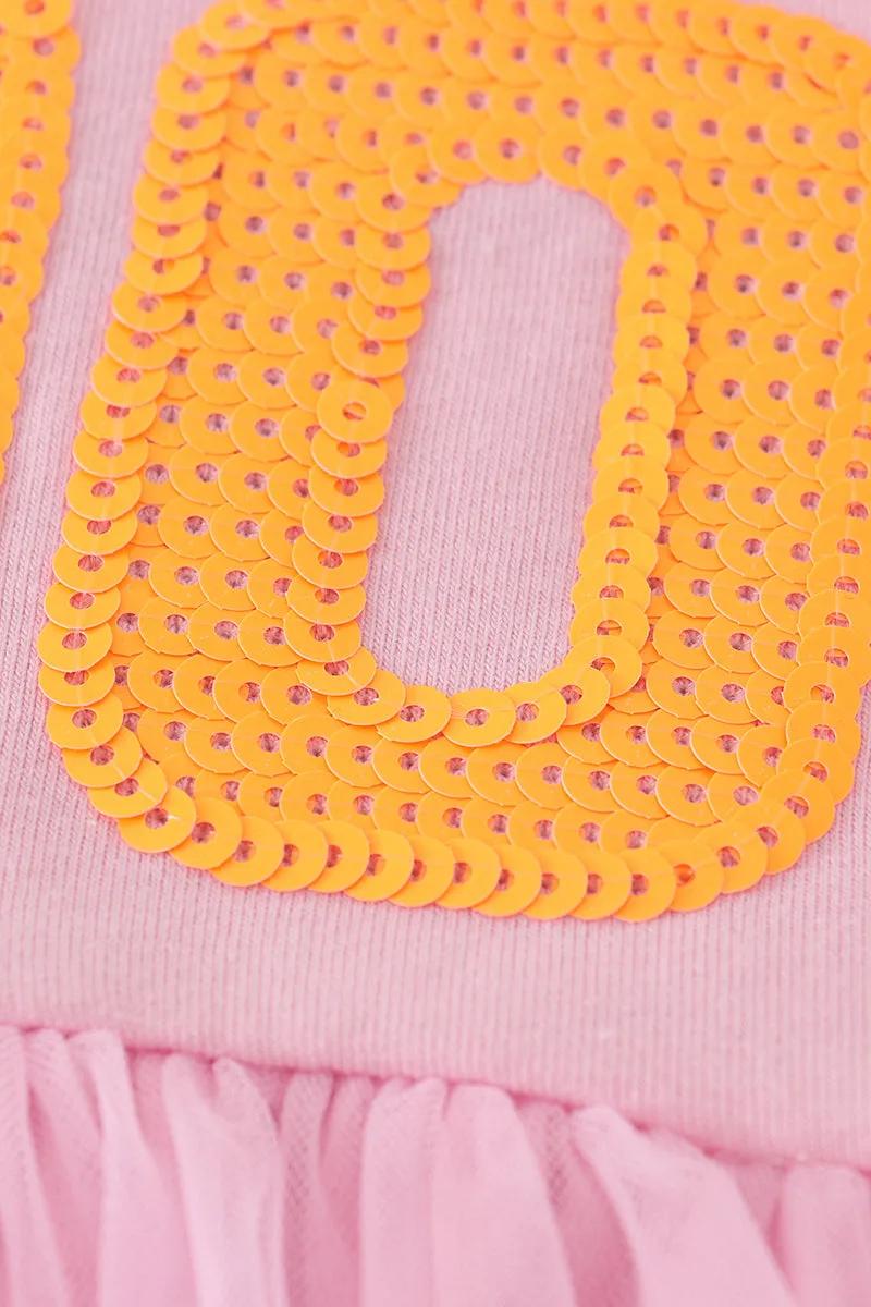 Pink boo sequin dress