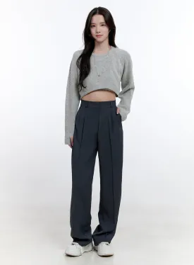 Pintuck Straight-Fit Slacks ON418