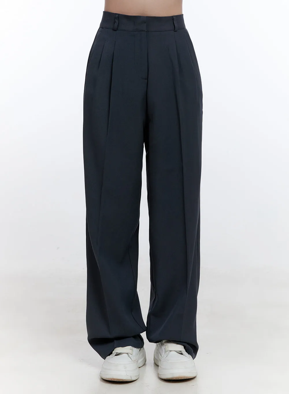 Pintuck Straight-Fit Slacks ON418