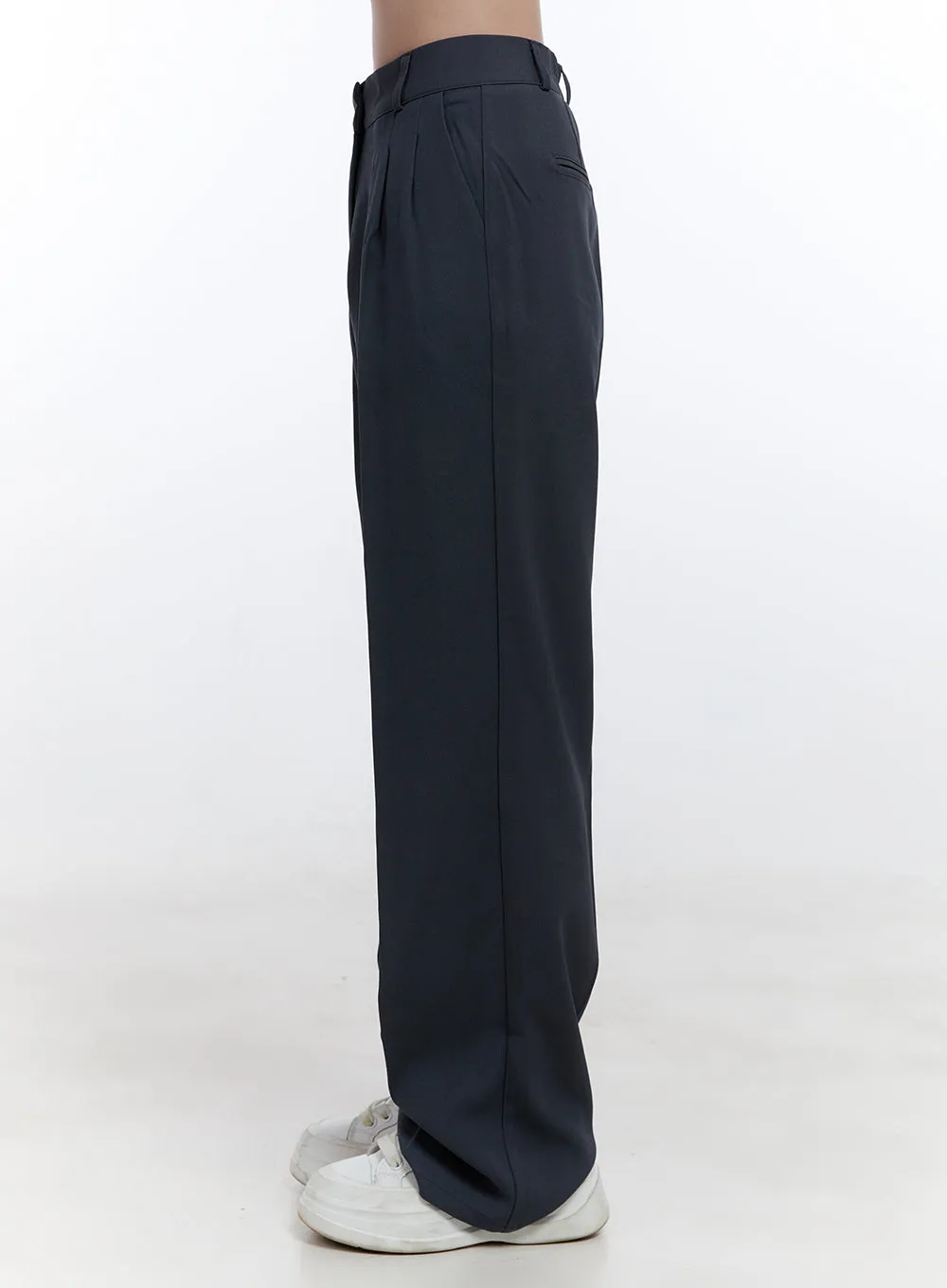 Pintuck Straight-Fit Slacks ON418