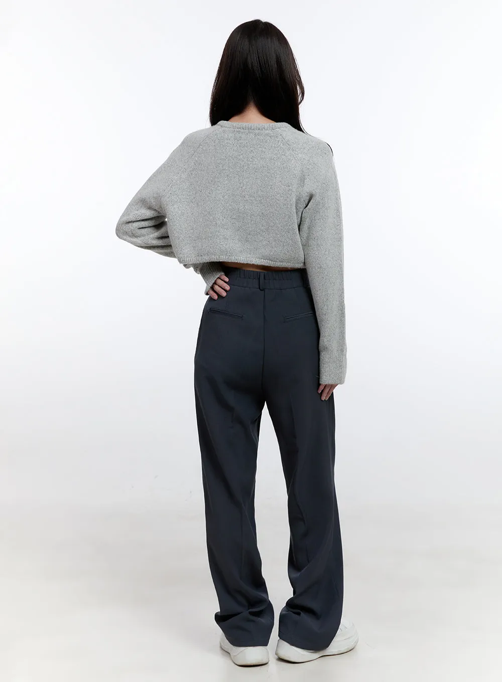 Pintuck Straight-Fit Slacks ON418