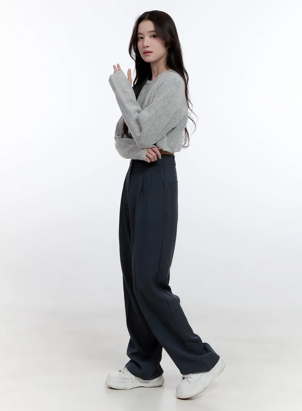 Pintuck Straight-Fit Slacks ON418