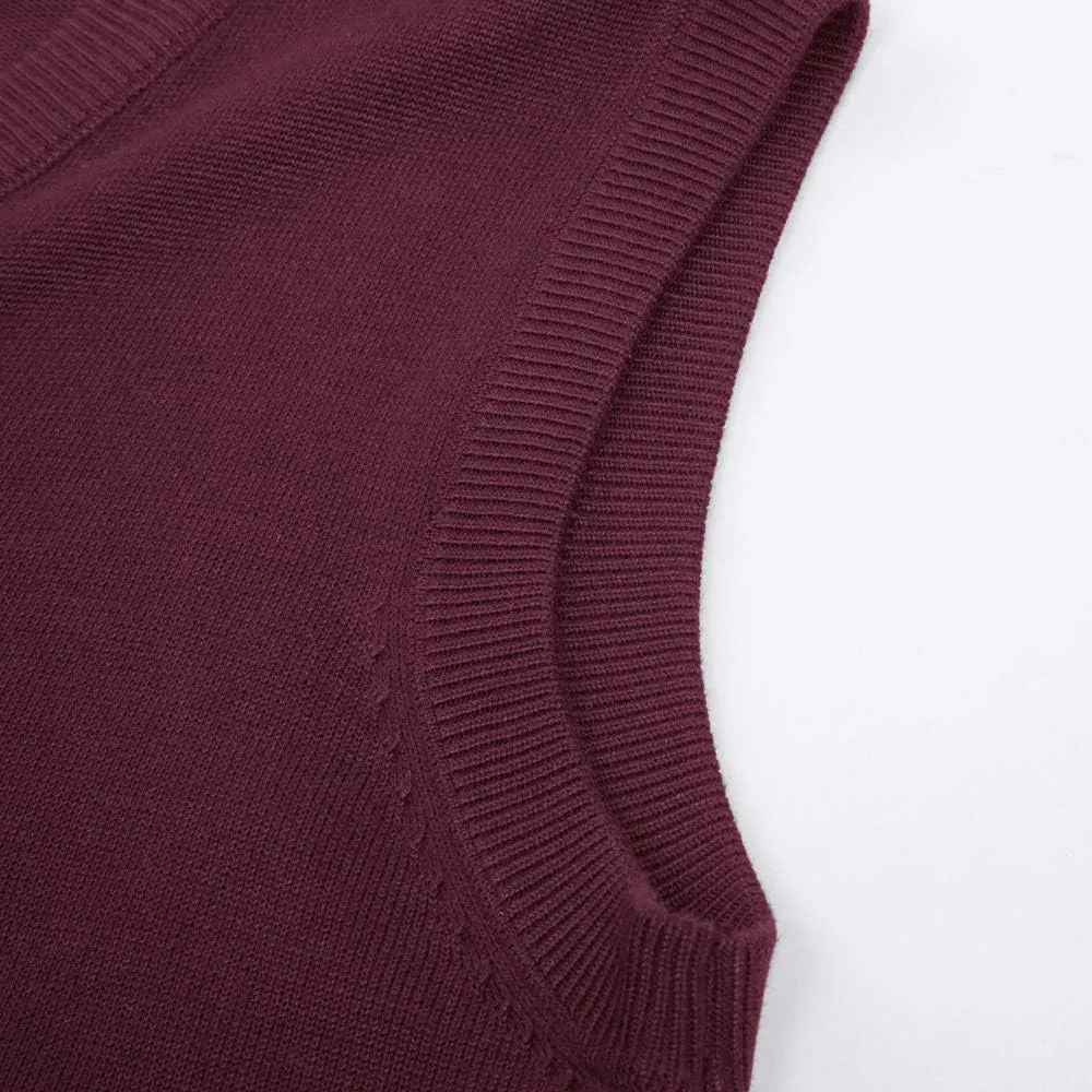 PJ PAUL JONES Mens V-Neck Knitted Sweater Vest Solid Plain Sleeveless Pullover Knitwear