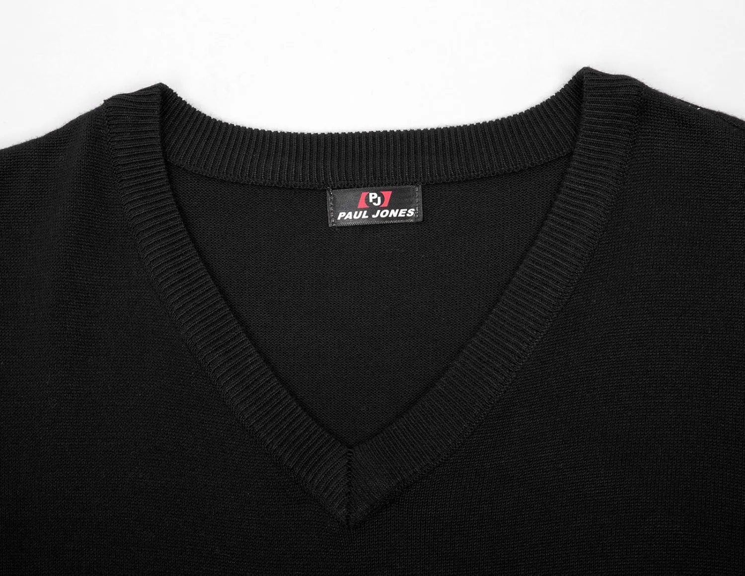PJ PAUL JONES Mens V-Neck Knitted Sweater Vest Solid Plain Sleeveless Pullover Knitwear