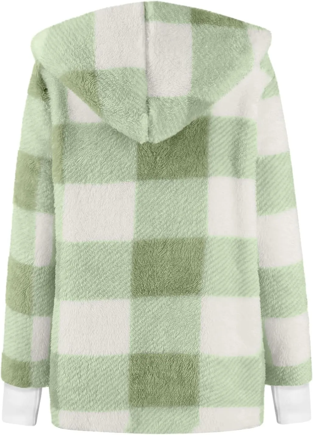 Plaid Shacket Women Sherpa Jacket Open Front Long Sleeve Hooded Cardigan Sweaters Casual Fall Fuzzy Teddy Bear Coat
