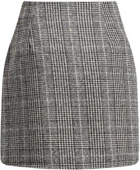 Plaid Skirts for Women Plus Size High Waisted Bodycon Pencil Skirt Casual Vintage Fall Winter Flannel Wool Skirt
